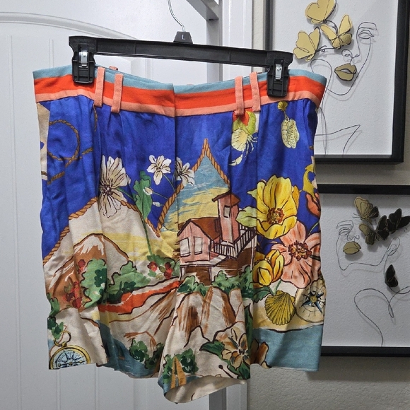 Antonio Melani Colorful Patterned Linen Shorts - Picture 3 of 4